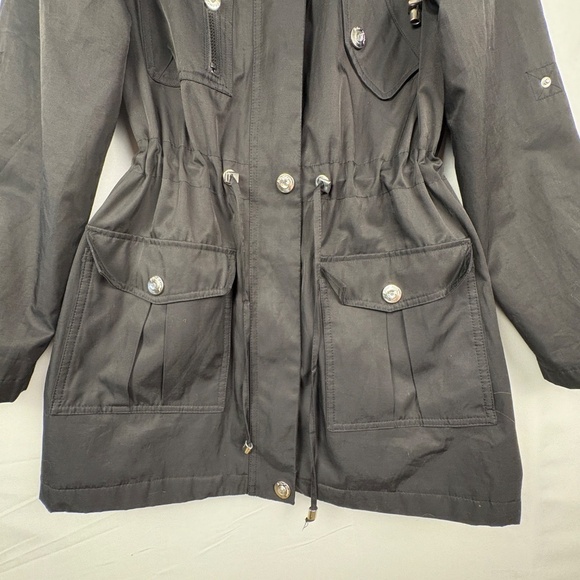 Betsey Johnson Womens Rain Trench Coat Sz S Button & Zip Midi Detective Jacket - Picture 4 of 16